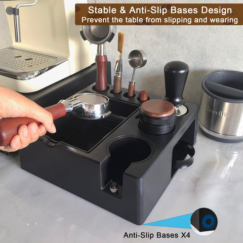 Delerke knock box handle enables quick lifting of spent coffee grounds.