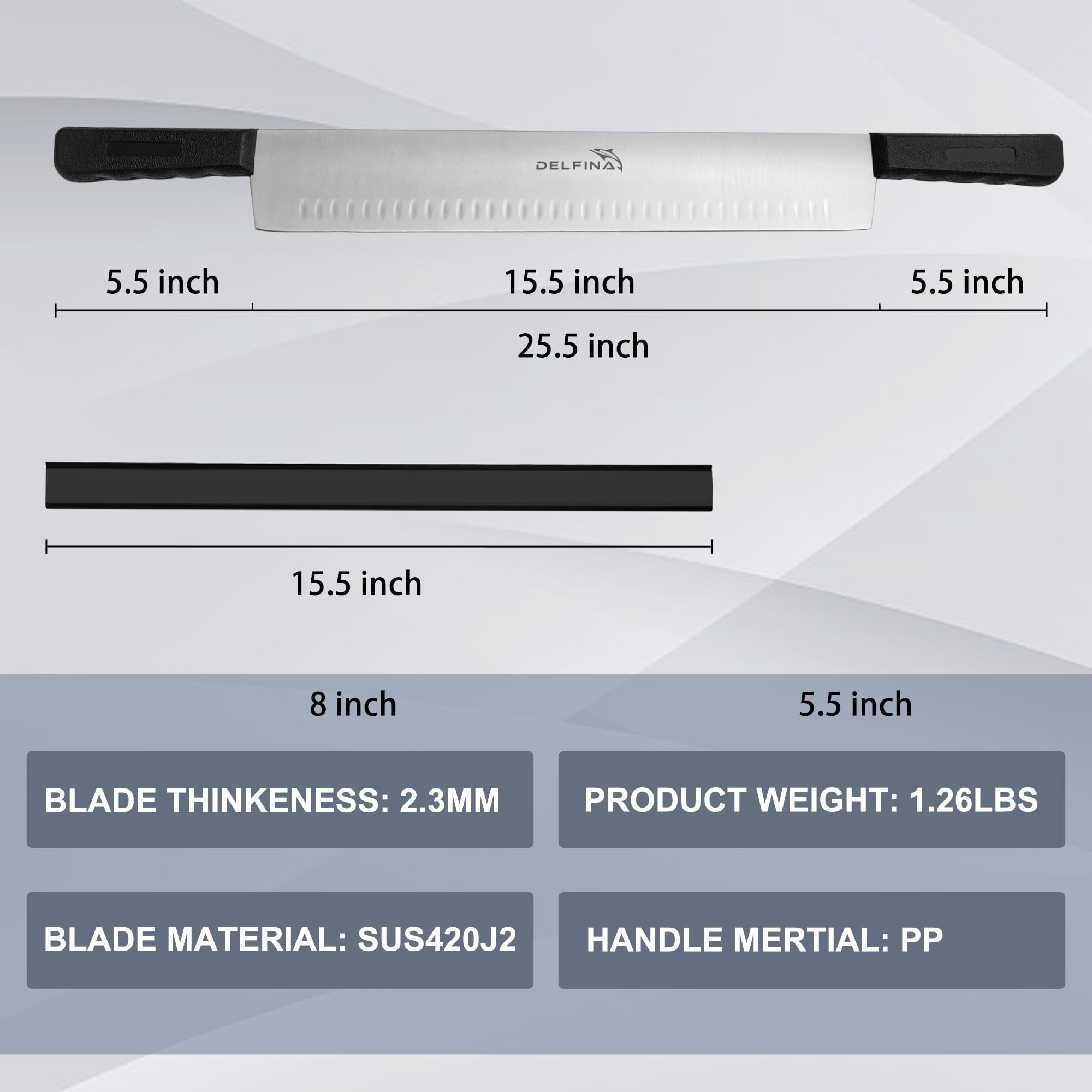 DELFINA blade guard keeps the knife secure when stored.