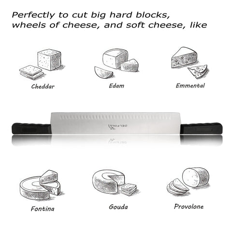 DELFINA stomatal blade cheese knife improves non-stick cuts for cheeses and more.