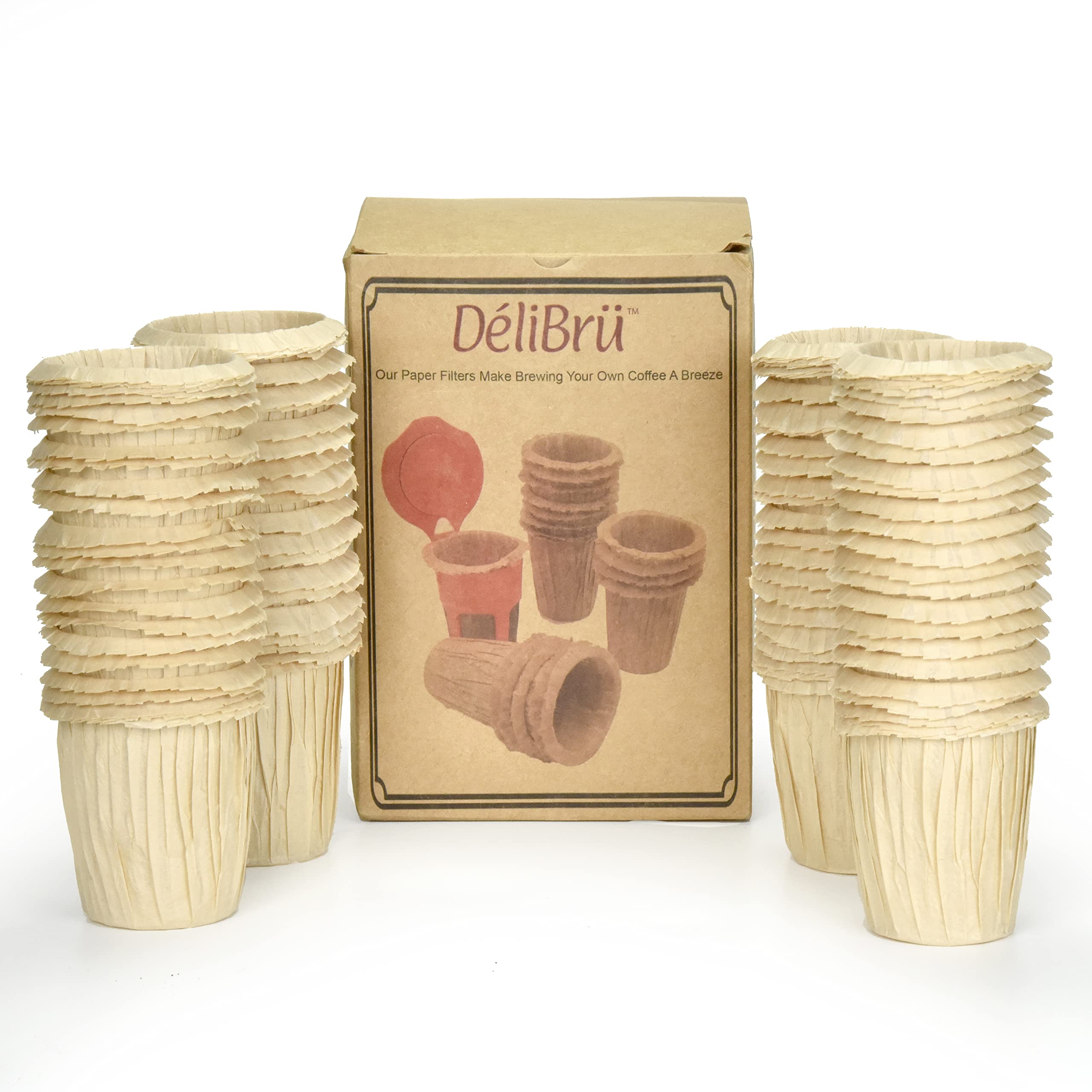Delibru filters beside a mug, an ideal daily coffee choice.