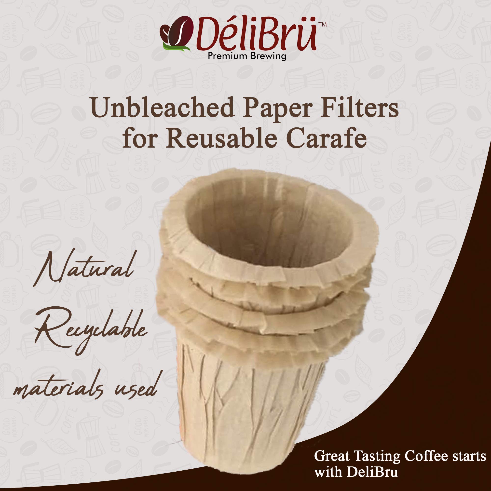 Delibru unbleached paper filter close-up, strong texture resists tearing.