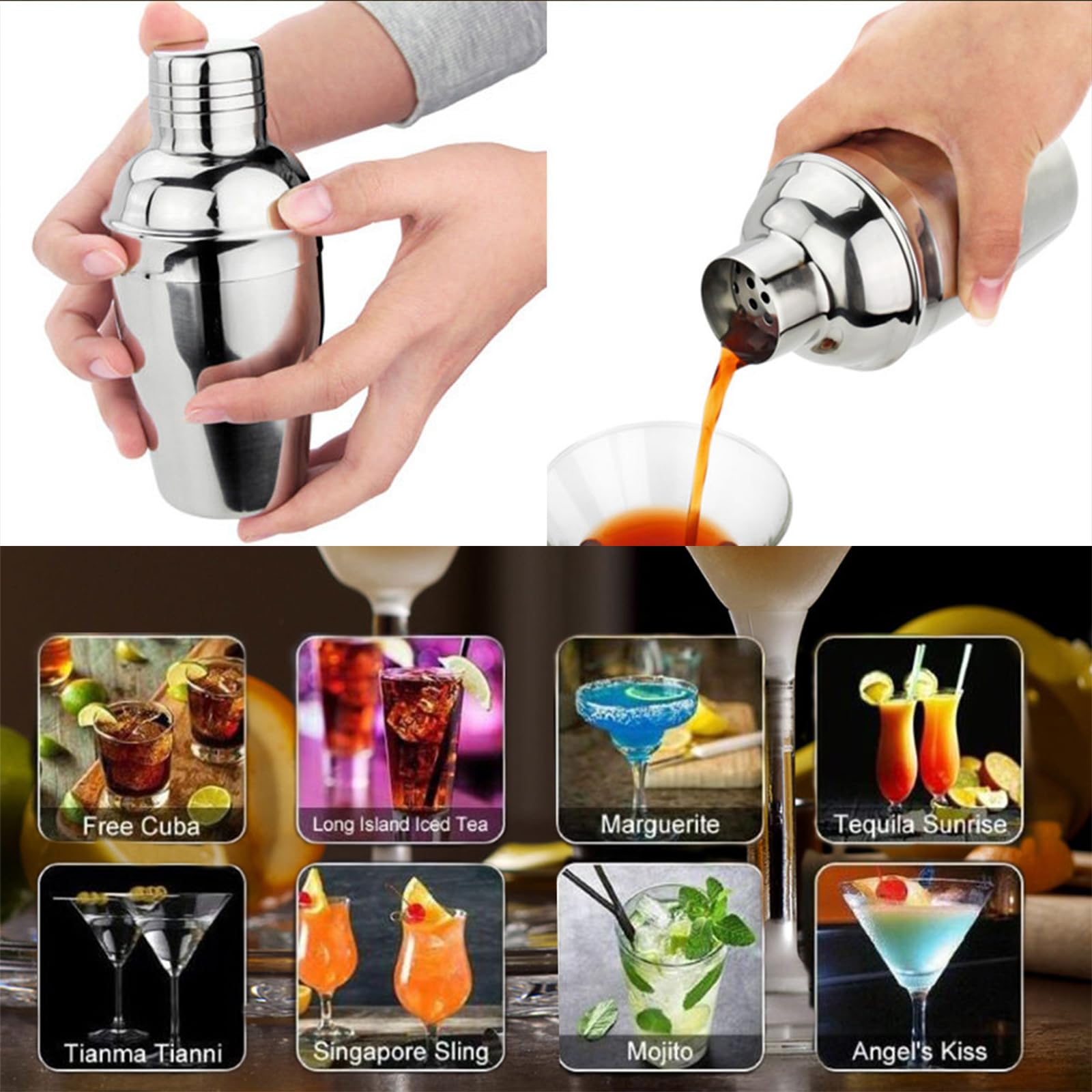 Delidge shaker with ergonomic handle for comfortable one-handed mixing