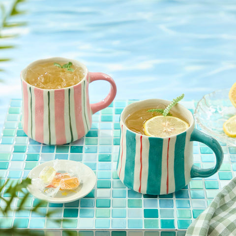 DELIGHTS GALORE pink-green mugs are dishwasher-safe for effortless cleanup.