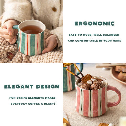 DELIGHTS GALORE two-tone mugs brighten daily routines with pink-green contrast.