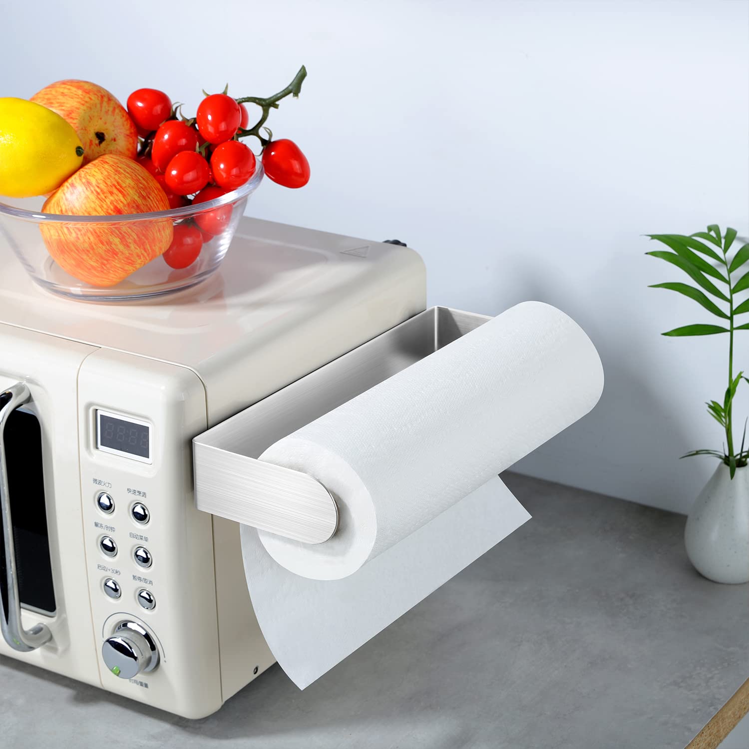 DELITON holder supports vertical or horizontal placement, saving counter space.