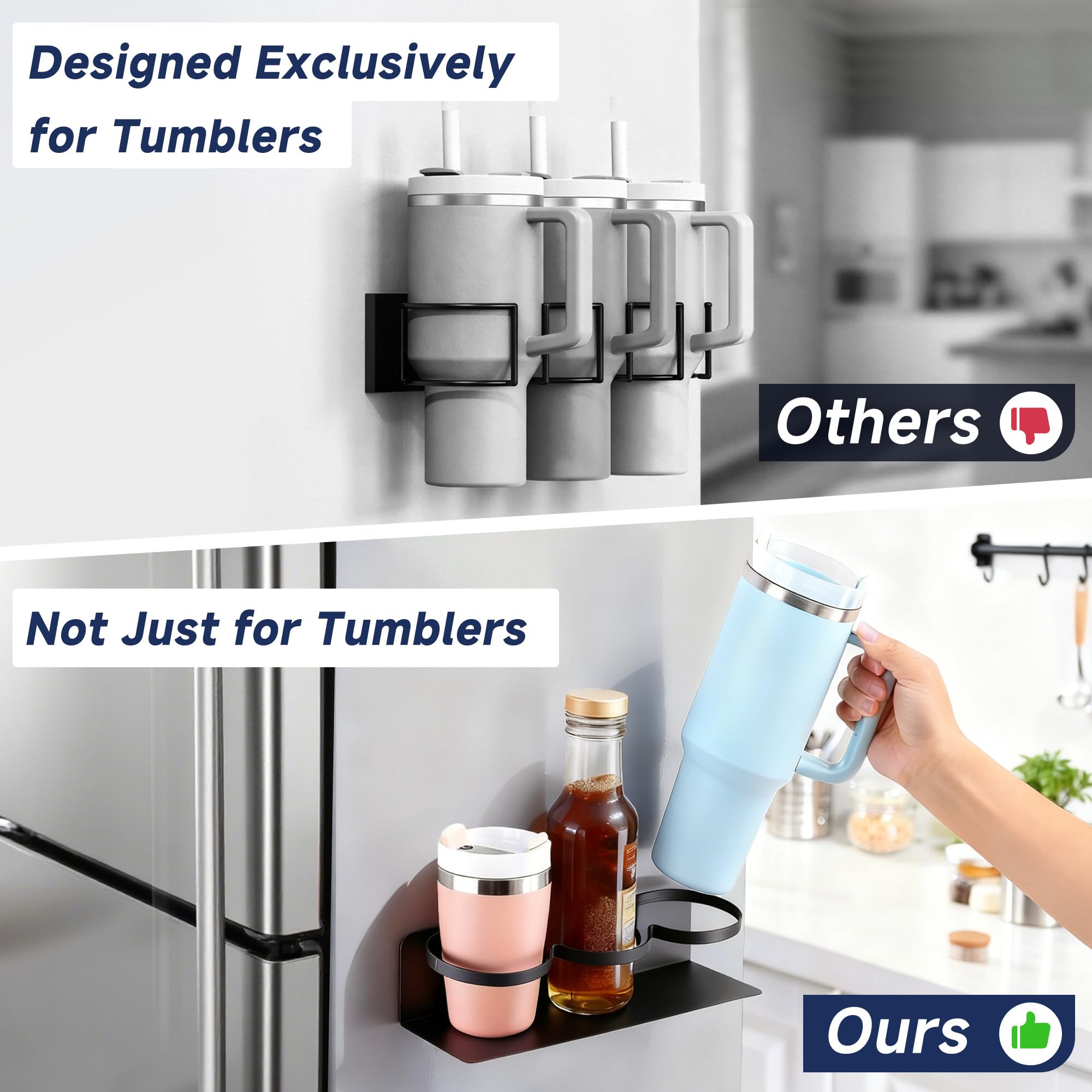 DELITON magnetic paper towel holder keeps towels ready on the fridge for quick cleanup.
