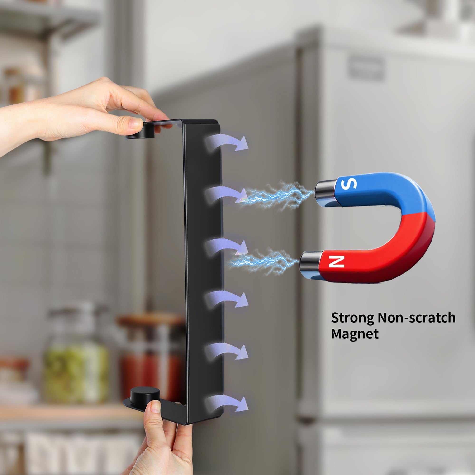 DELITON under-cabinet paper towel rack with magnet for organized space