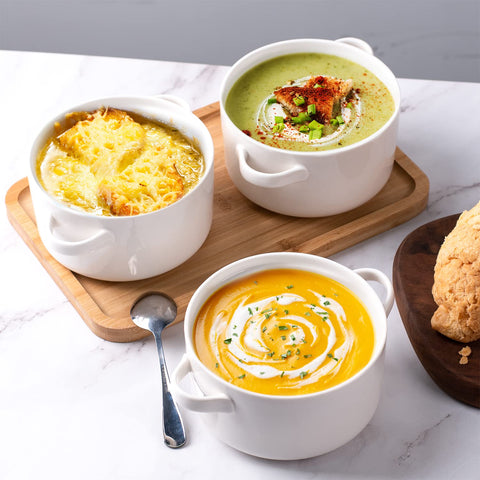 DELLING classic white soup crocks ideal for onion soup and everyday meals.