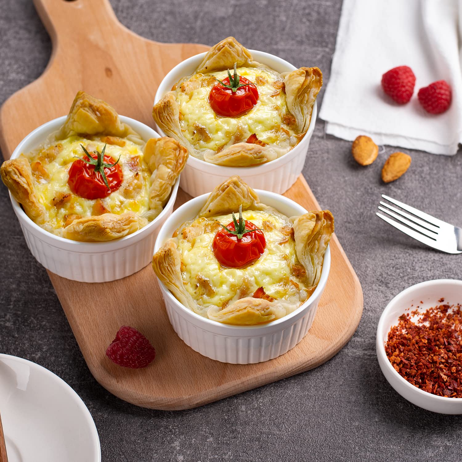 Delling 12oz ramekins: microwave and oven safe for versatile cooking.