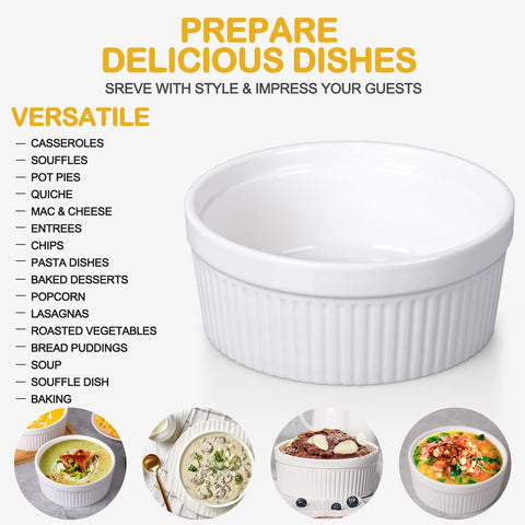 Delling ramekins are stackable, saving cabinet space while keeping a pristine porcelain finish.