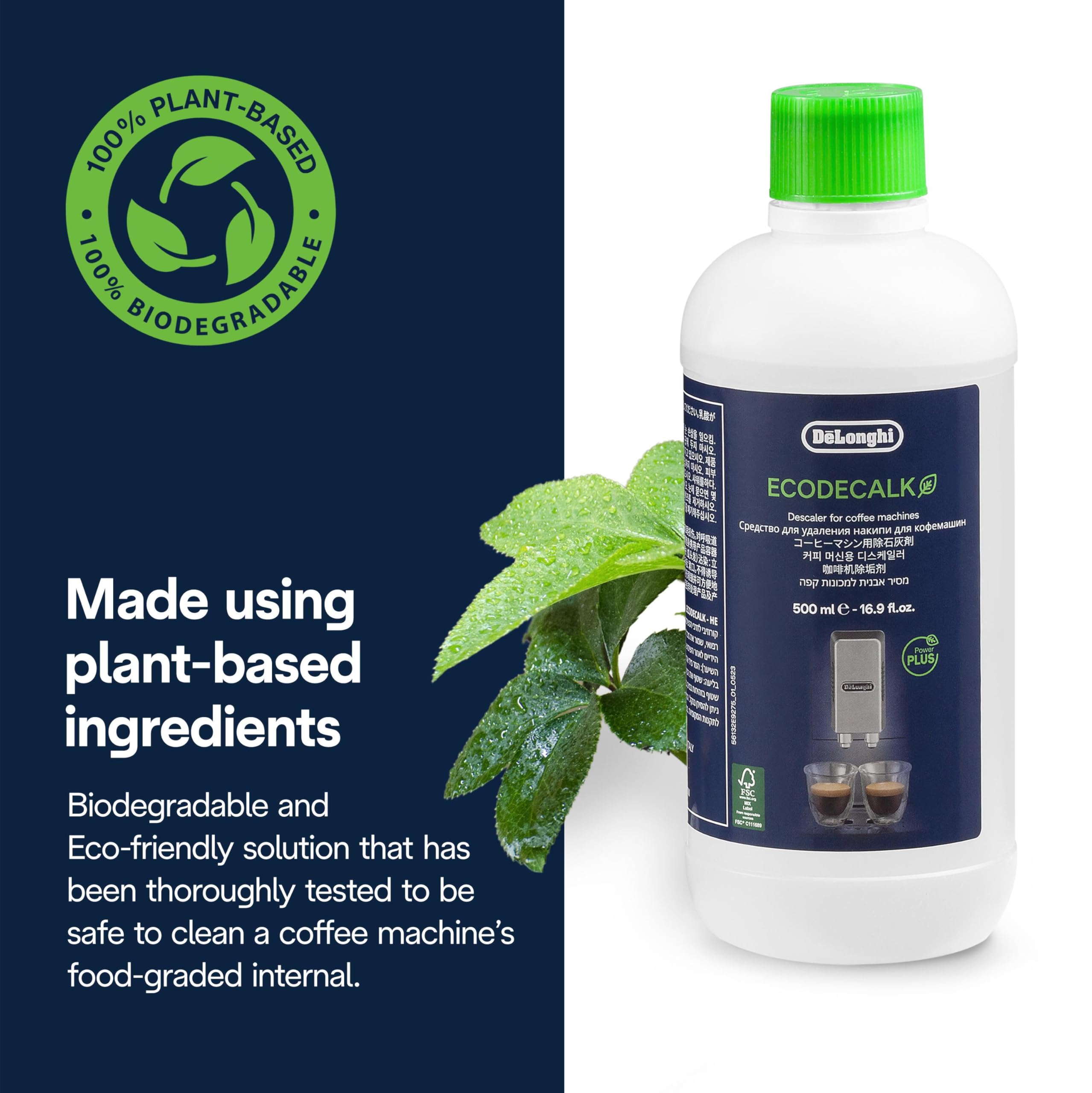 De'Longhi EcoDecalk 2-pack packaging emphasizes ecological credentials for sustainable maintenance.