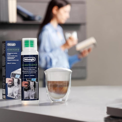 De'Longhi universal cleaner external parts shows safe cleaning of external surfaces and removable components.