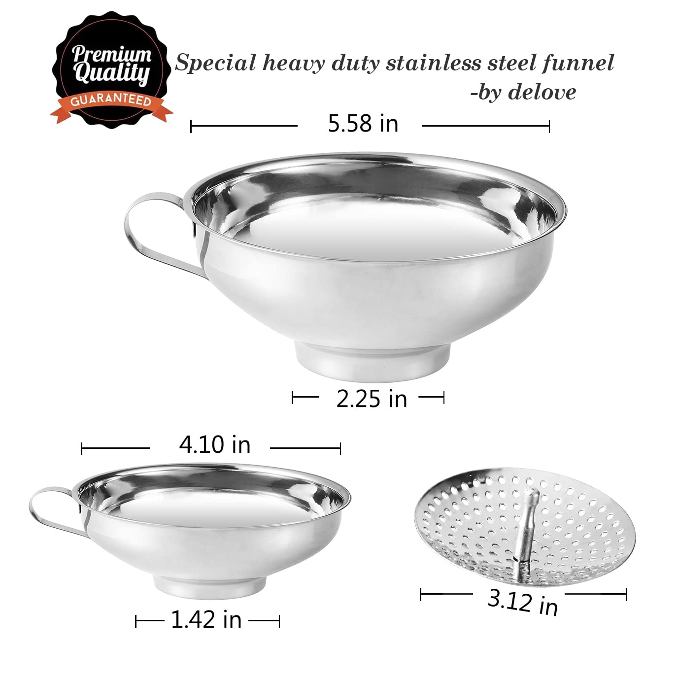 Delove wide-mouth small funnel for precise transfers