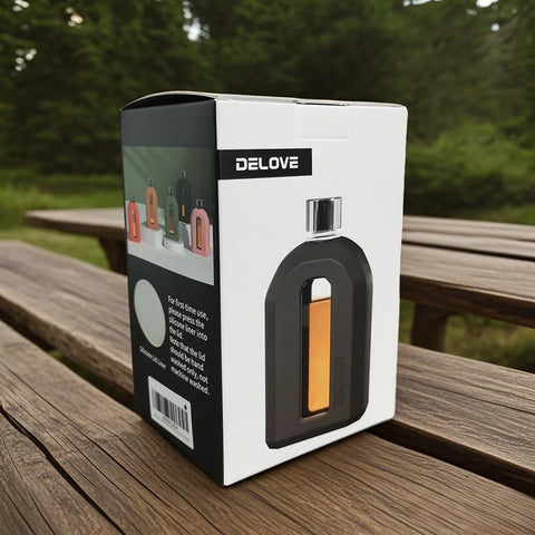 Delove 7.5oz capacity label on flask for quick planning