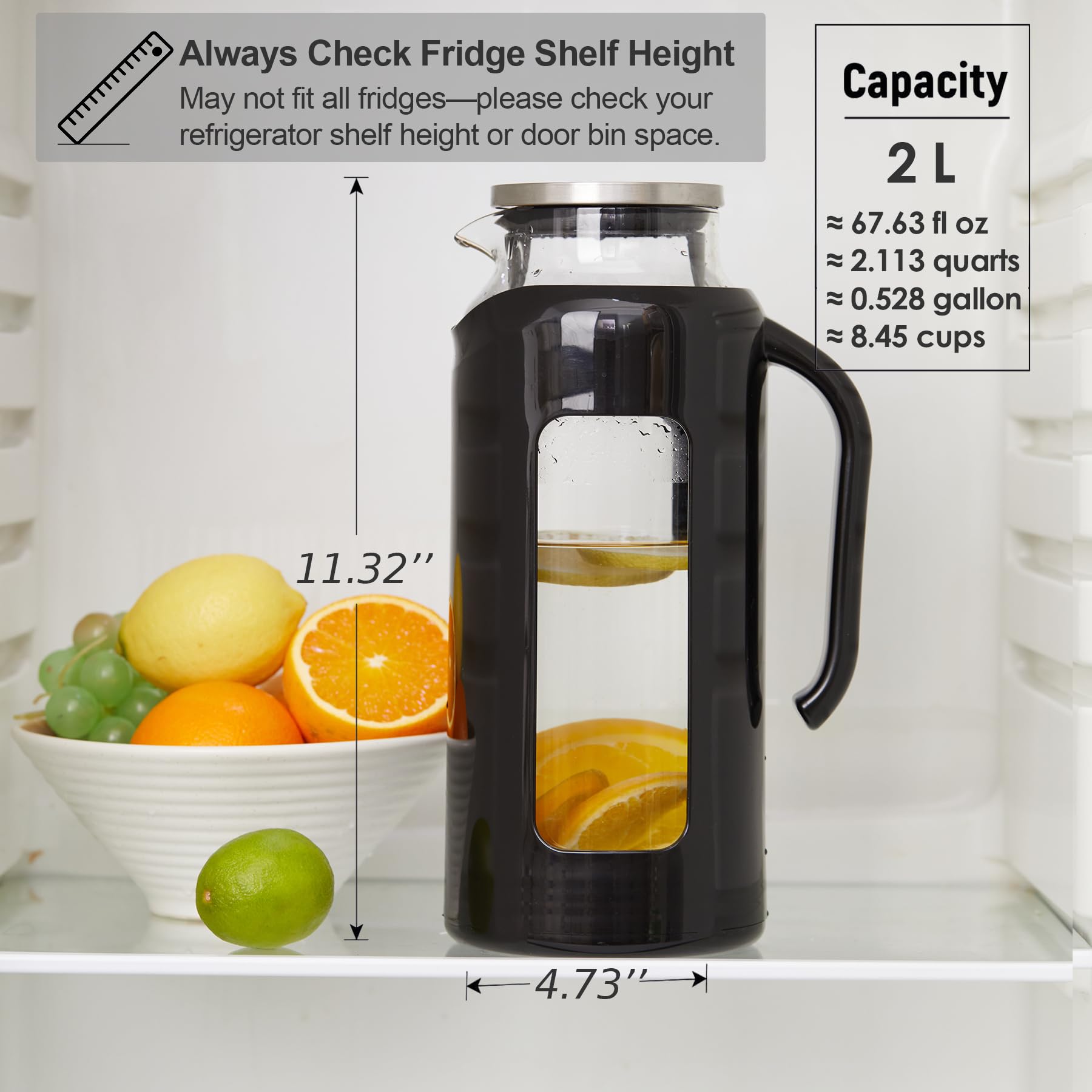 Delove 2-liter capacity supports family hydration and entertaining.