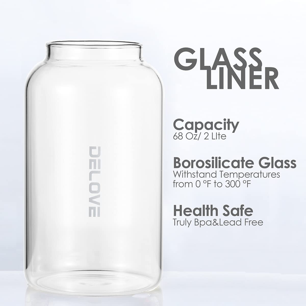 Delove ergonomic handle enables comfortable pouring.