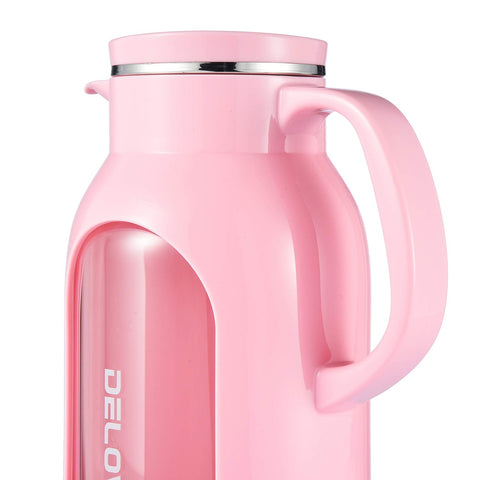 Delove pitcher with stainless steel lid keeps beverages fresh.
