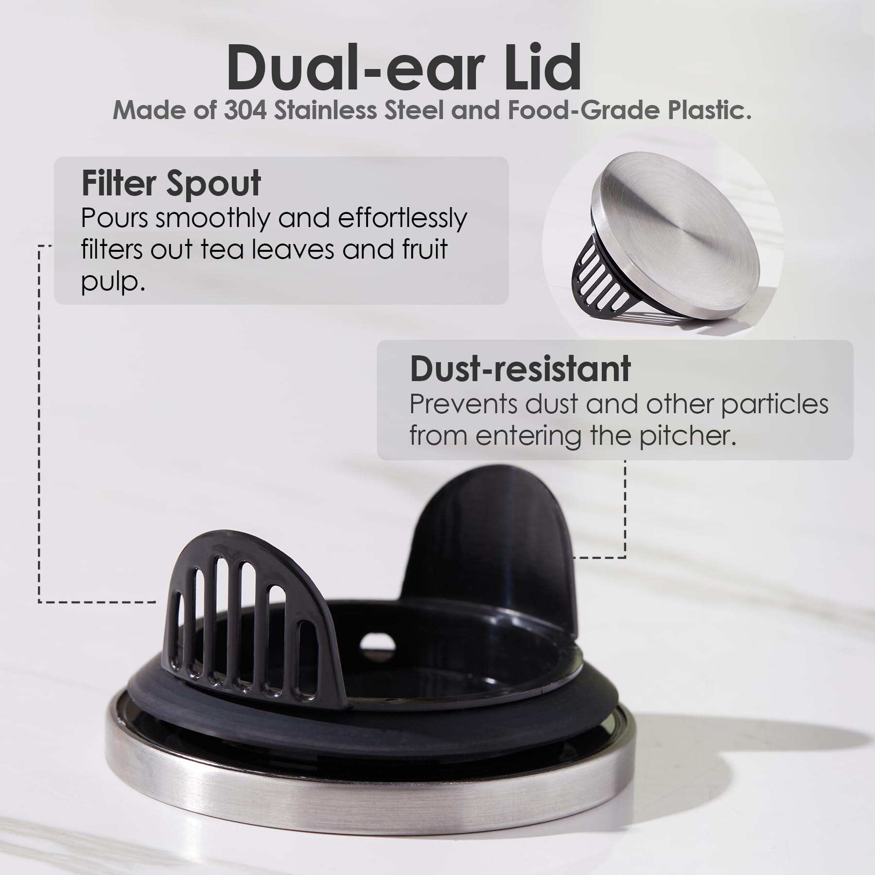 Delove pitcher with visible windows lets you monitor liquids at a glance.