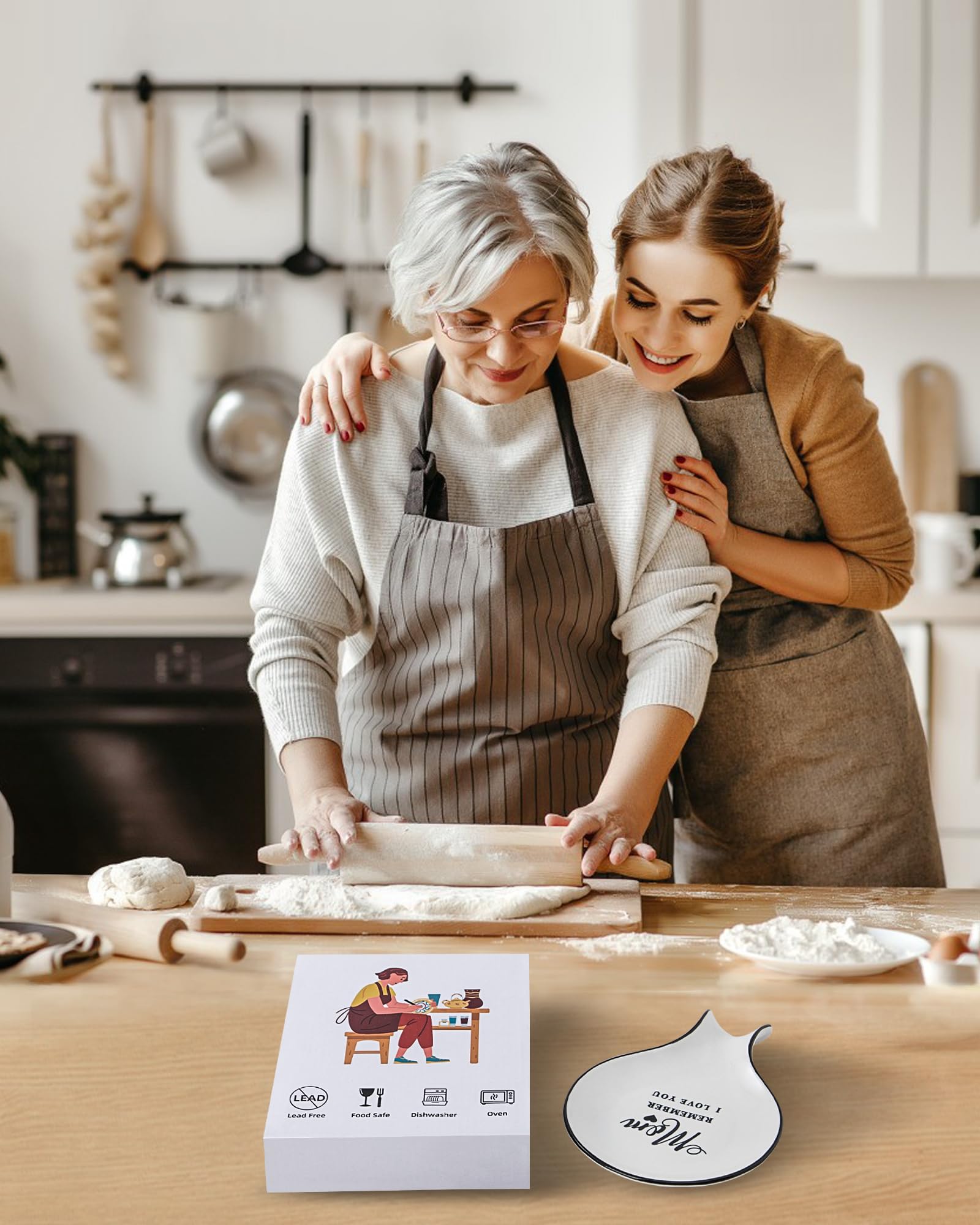Delpnana ceramic spoon rest with smooth glaze for easy cleaning.