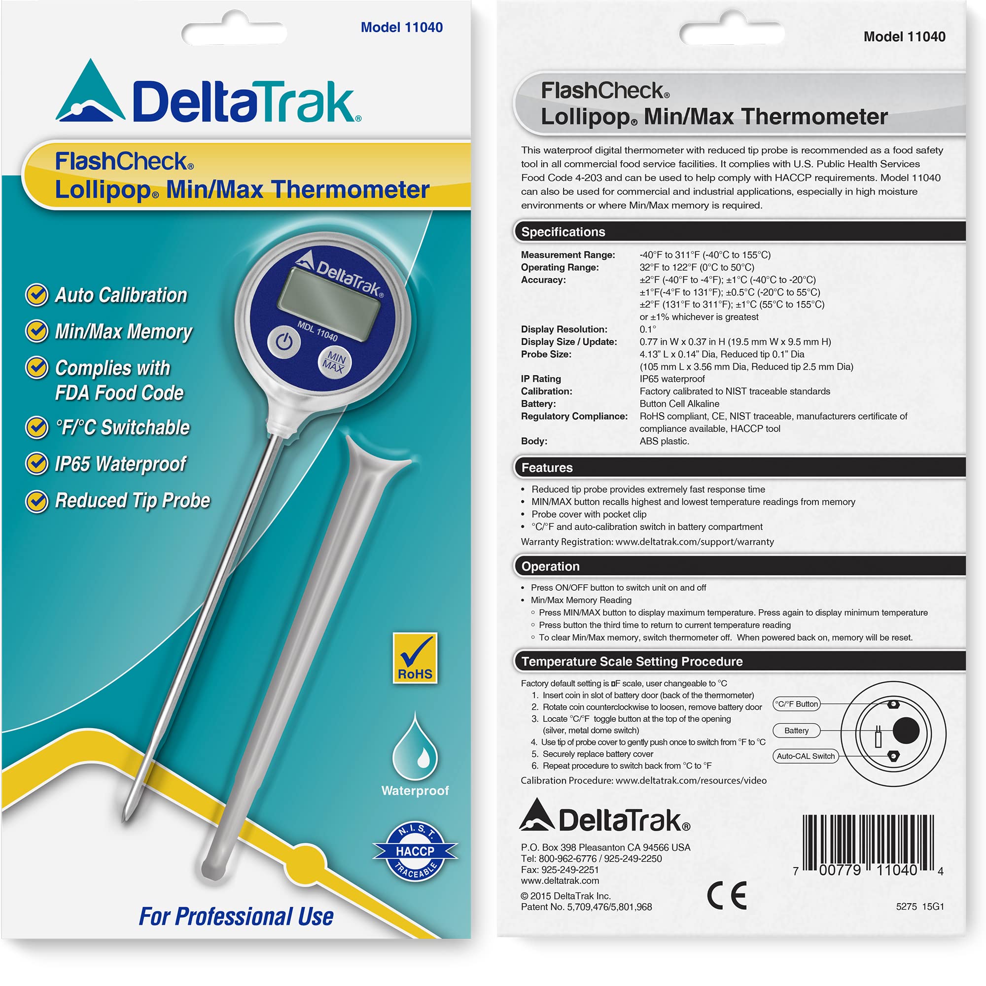 DeltaTrak 11040 cooking thermometer ideal for meats, frying, and candy.