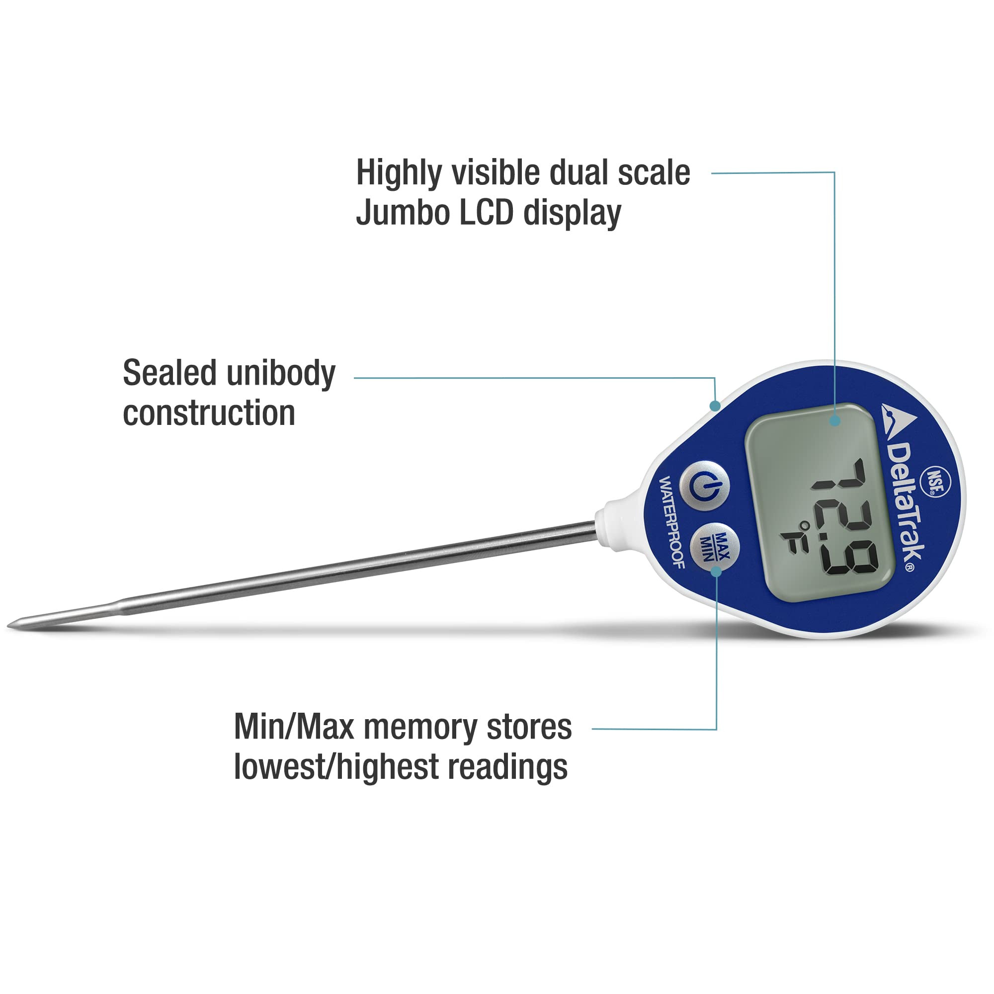 DeltaTrak 11050 waterproof probe ready for quick cleaning under running water