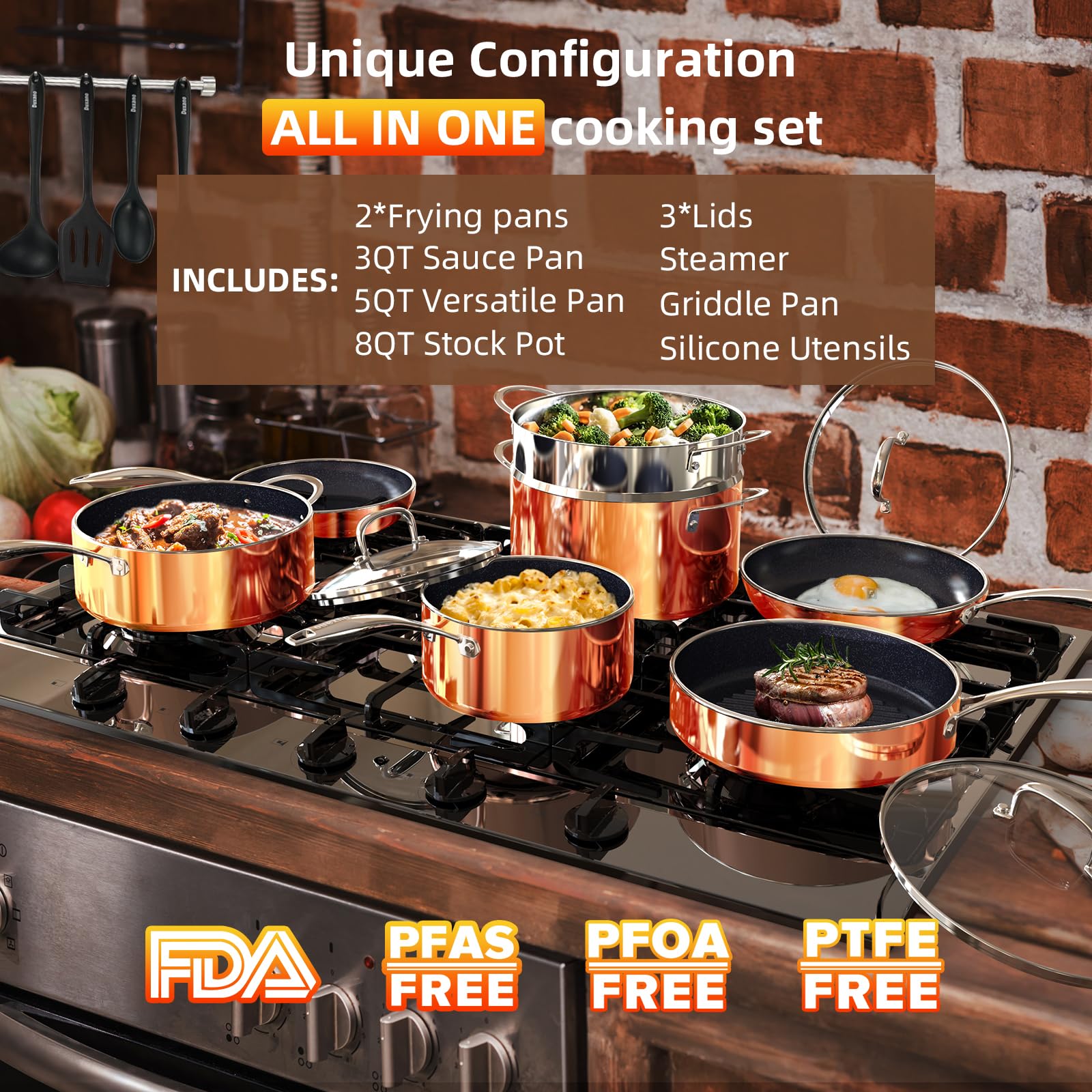 DUXANO Deluxe 14pc 10-inch frypan with smooth nonstick surface