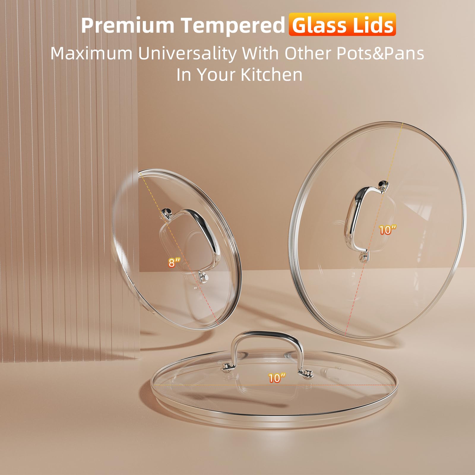 DUXANO Deluxe 14pc tempered glass lids for clear viewing