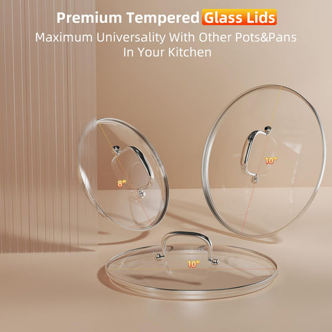 DUXANO Deluxe 14pc tempered glass lids for clear viewing