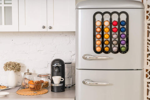 Demi's Home fridge-mount pod rack highlights magnets for secure placement