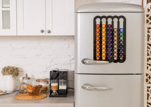 Side-mount fridge view shows flexible vertical or horizontal placement