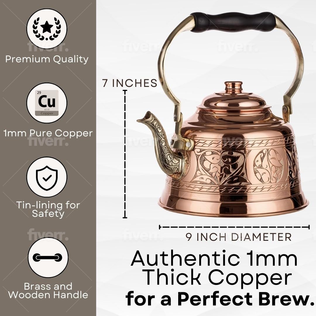 DEMMEX teapot with brass knob and handle adds sturdy control during pouring.