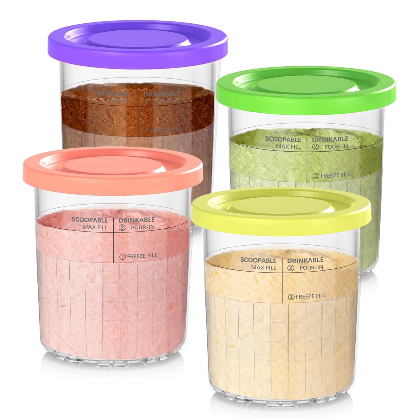 DENEBORE 24oz Creami Deluxe pint container keeps frozen treats fresh.