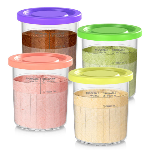 DENEBORE 24oz Creami Deluxe pint container keeps frozen treats fresh.
