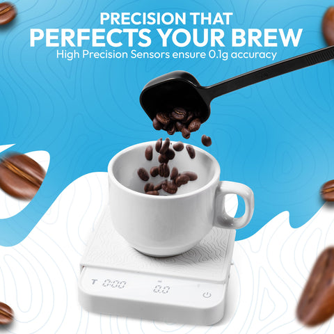 DeNestora compact design coffee scale keeping counters tidy.