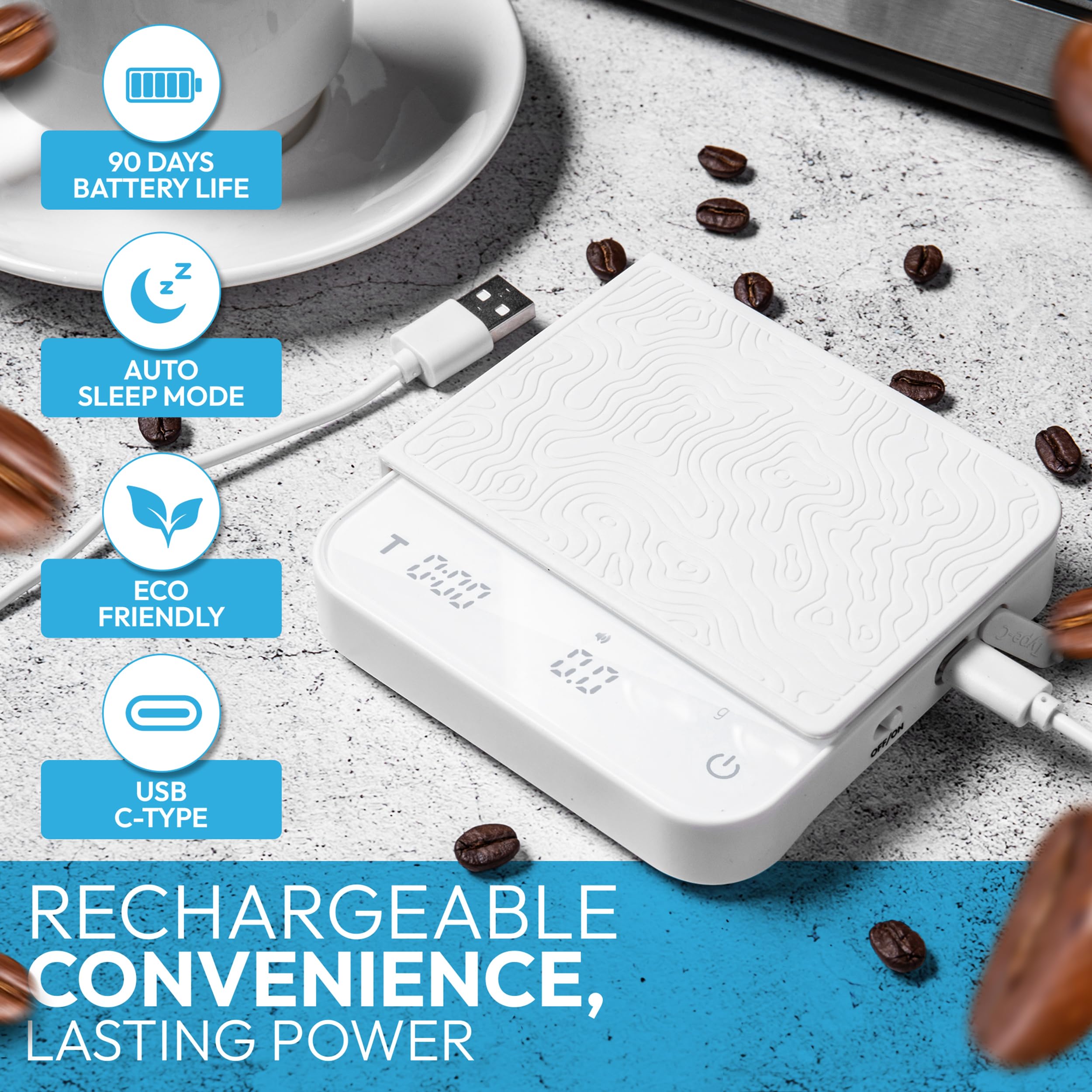 DeNestora kitchen-scale for pour-over, drip, and cooking prep.