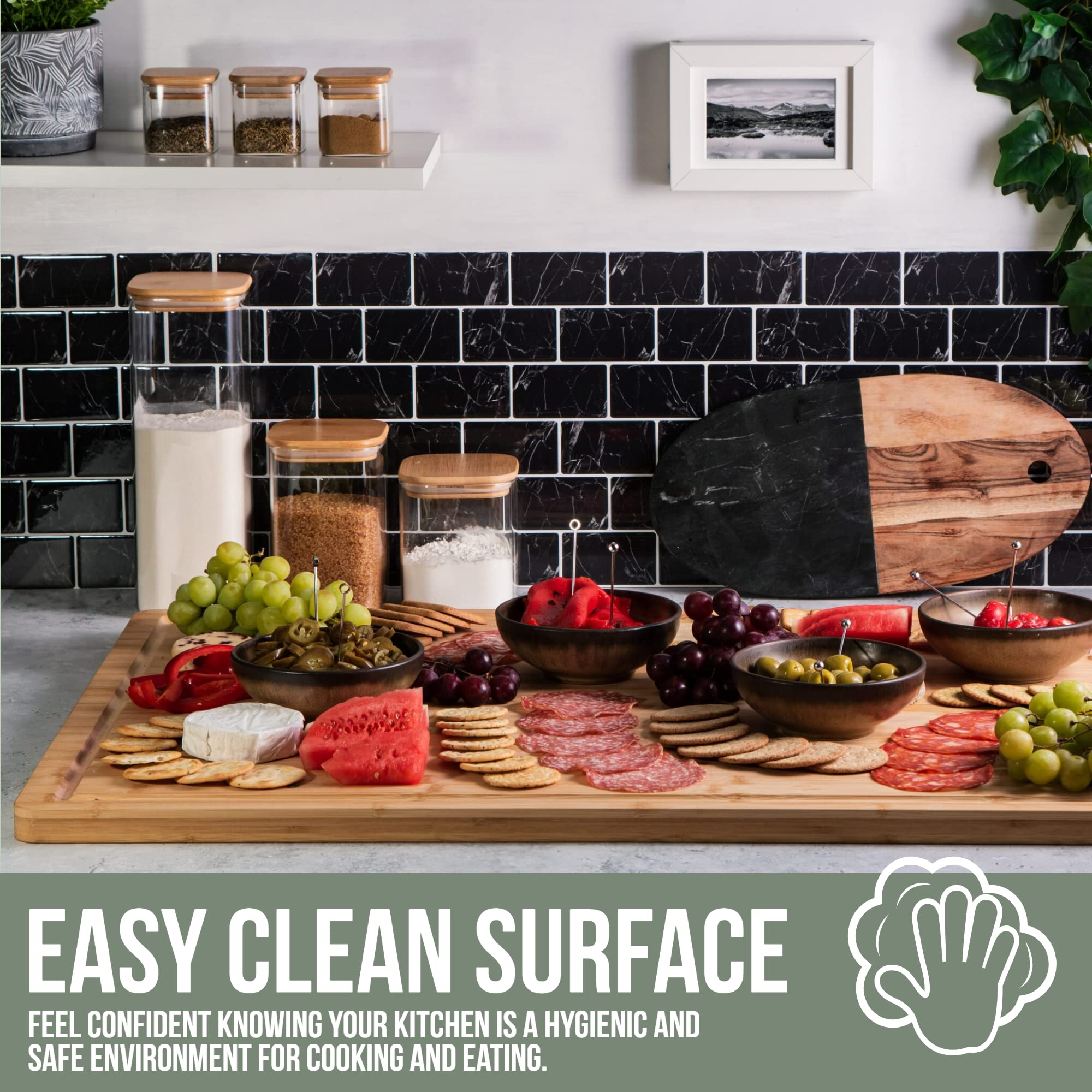 Denoffi epicurean serving board in natural wood elevates spreads.