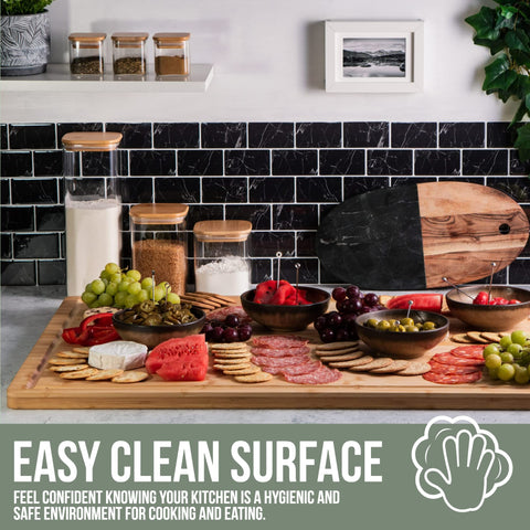 Denoffi epicurean serving board in natural wood elevates spreads.