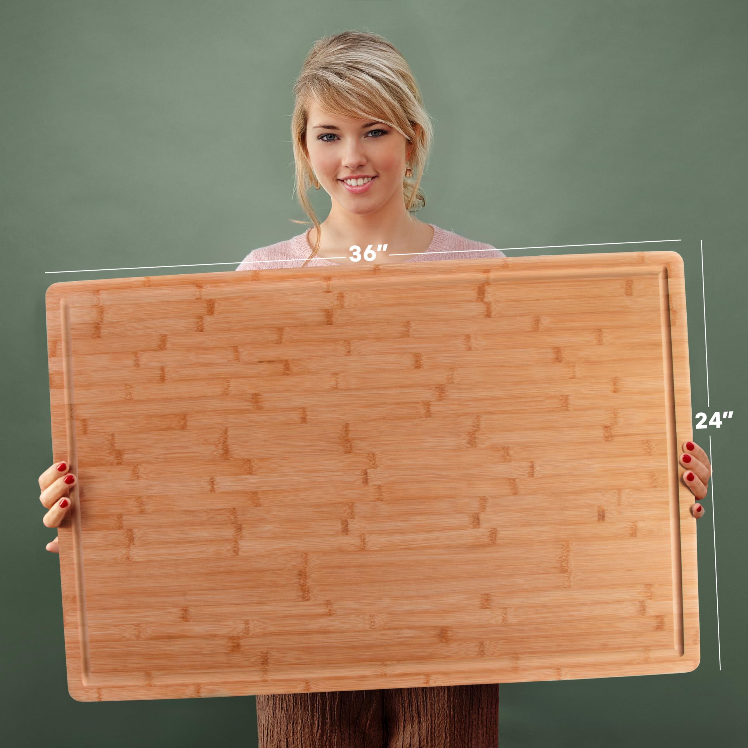 Denoffi mega cutting board moves easily while protecting knives.