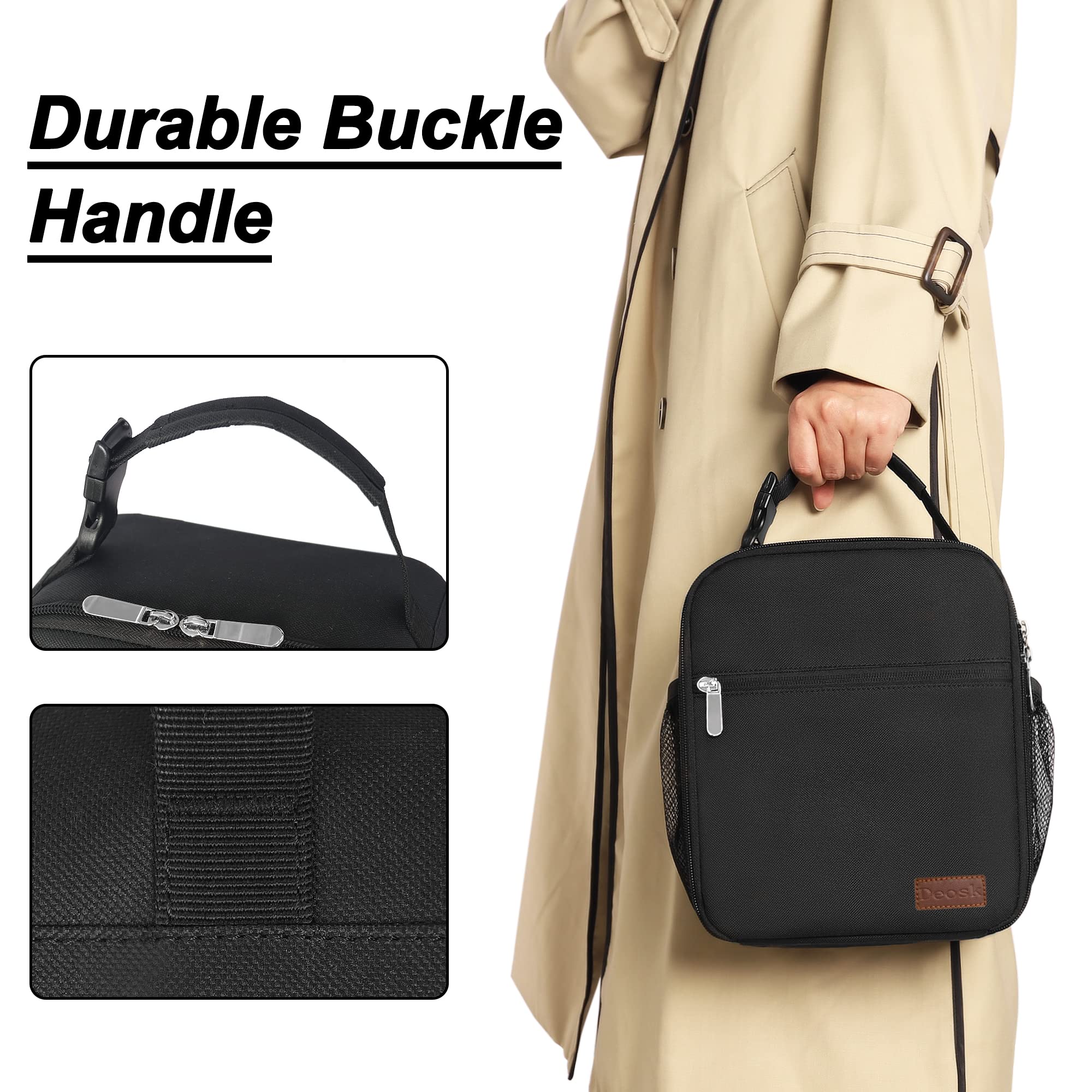 Compact Deosk lunch bag dimensions fit easily in backpacks.