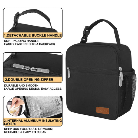 Side profile of Deosk lunch bag highlights its slim, portable silhouette.