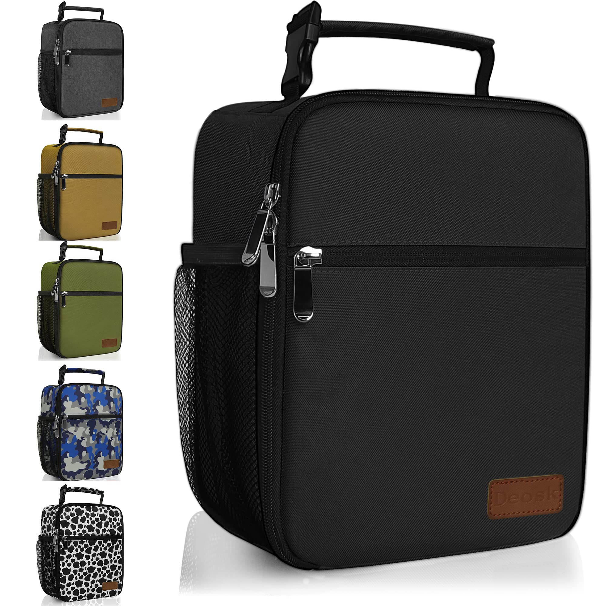 Deosk lunch bag compact black design keeps meals organized for daily use.