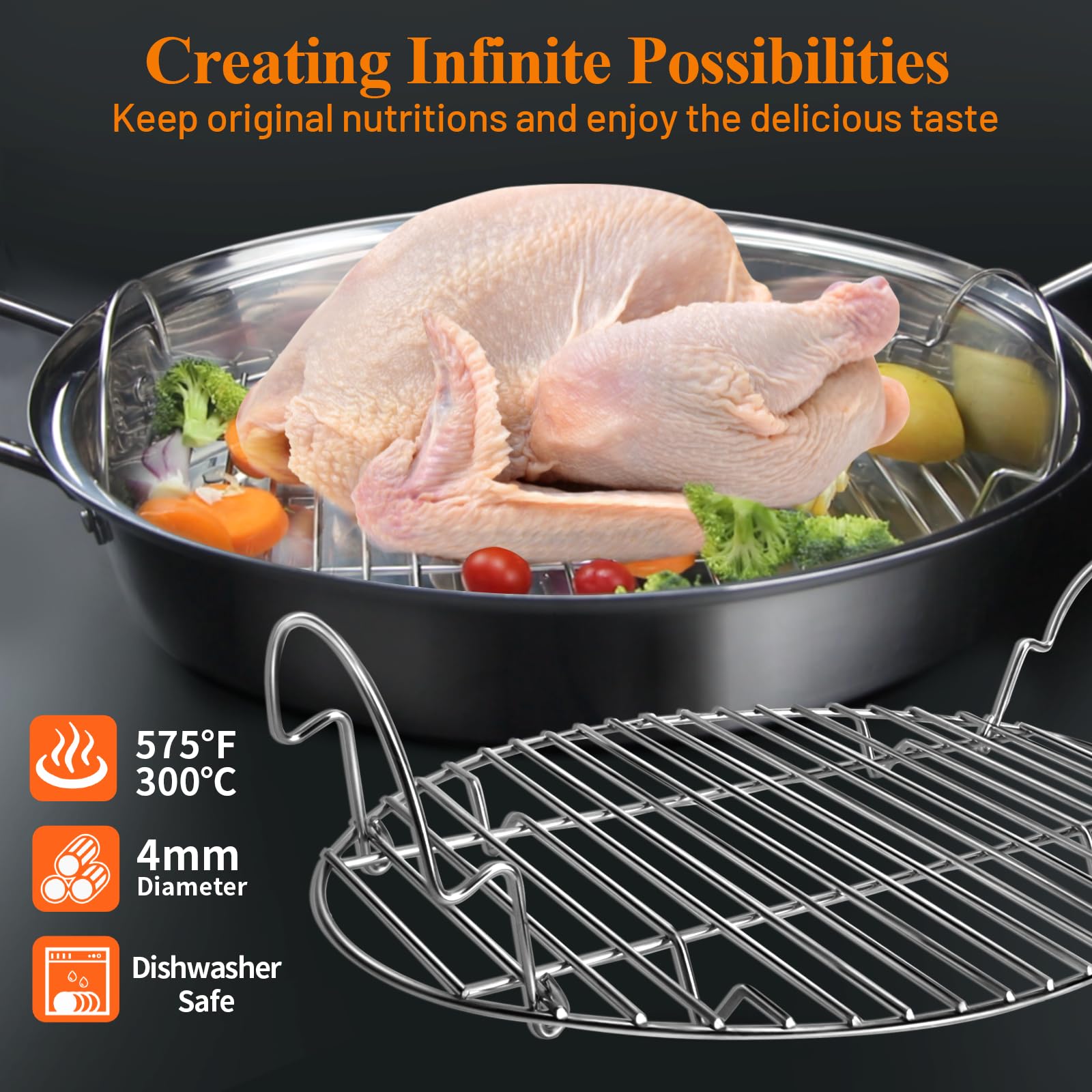 DePango rack promotes airflow for even browning and crisp texture.