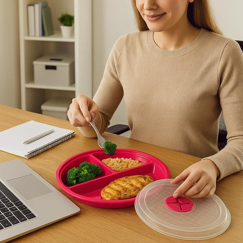 Dependable Essentials BPA-free plate demonstrates durable construction.