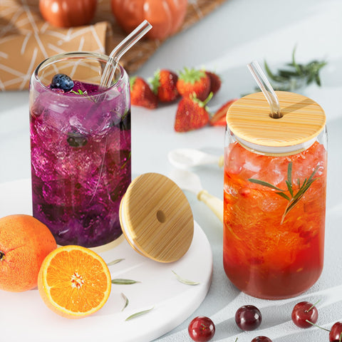 Deriibrico 16oz can-shaped glasses highlight modern style for iced drinks.