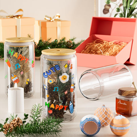 Deriibrico glass cups with bamboo lids prevent spills during on-the-go use.