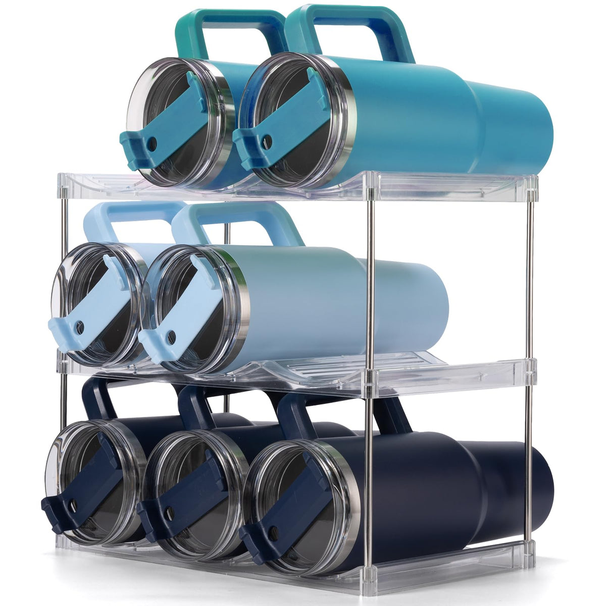 Dersyer stackable tumbler organizer for Stanley 40oz keeps cabinets tidy and accessible.