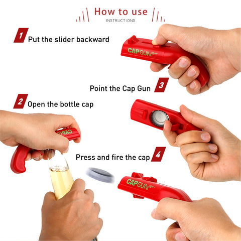 Dervyxious cap gun bottle opener is compact and portable for on-the-go use.