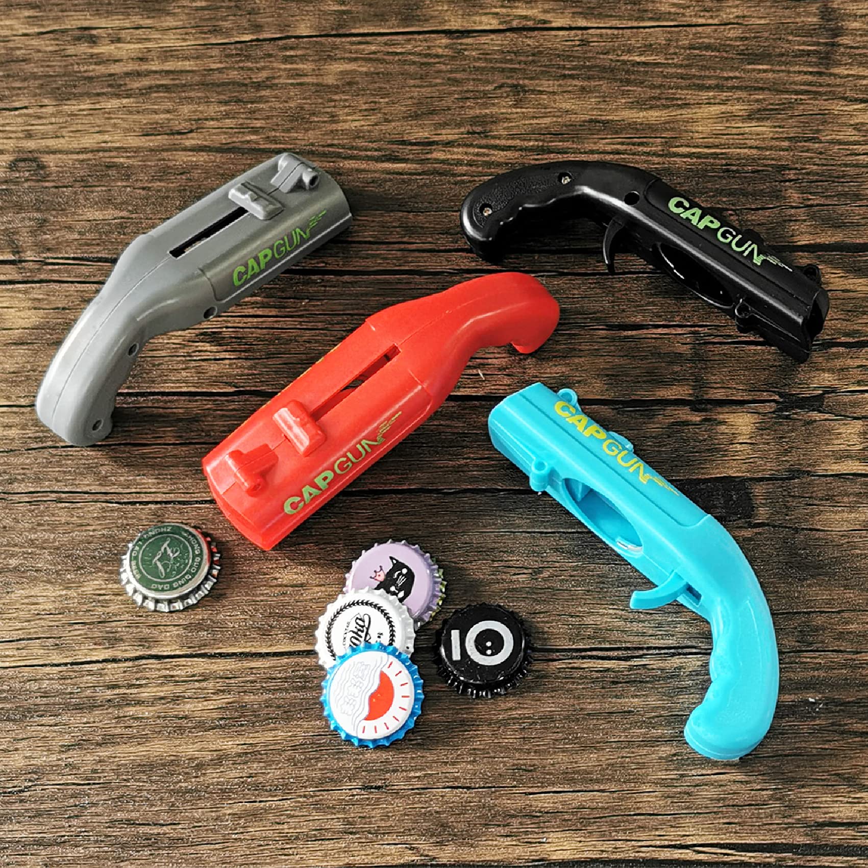 Dervyxious cap gun bottle opener uses durable ABS for lasting daily use.