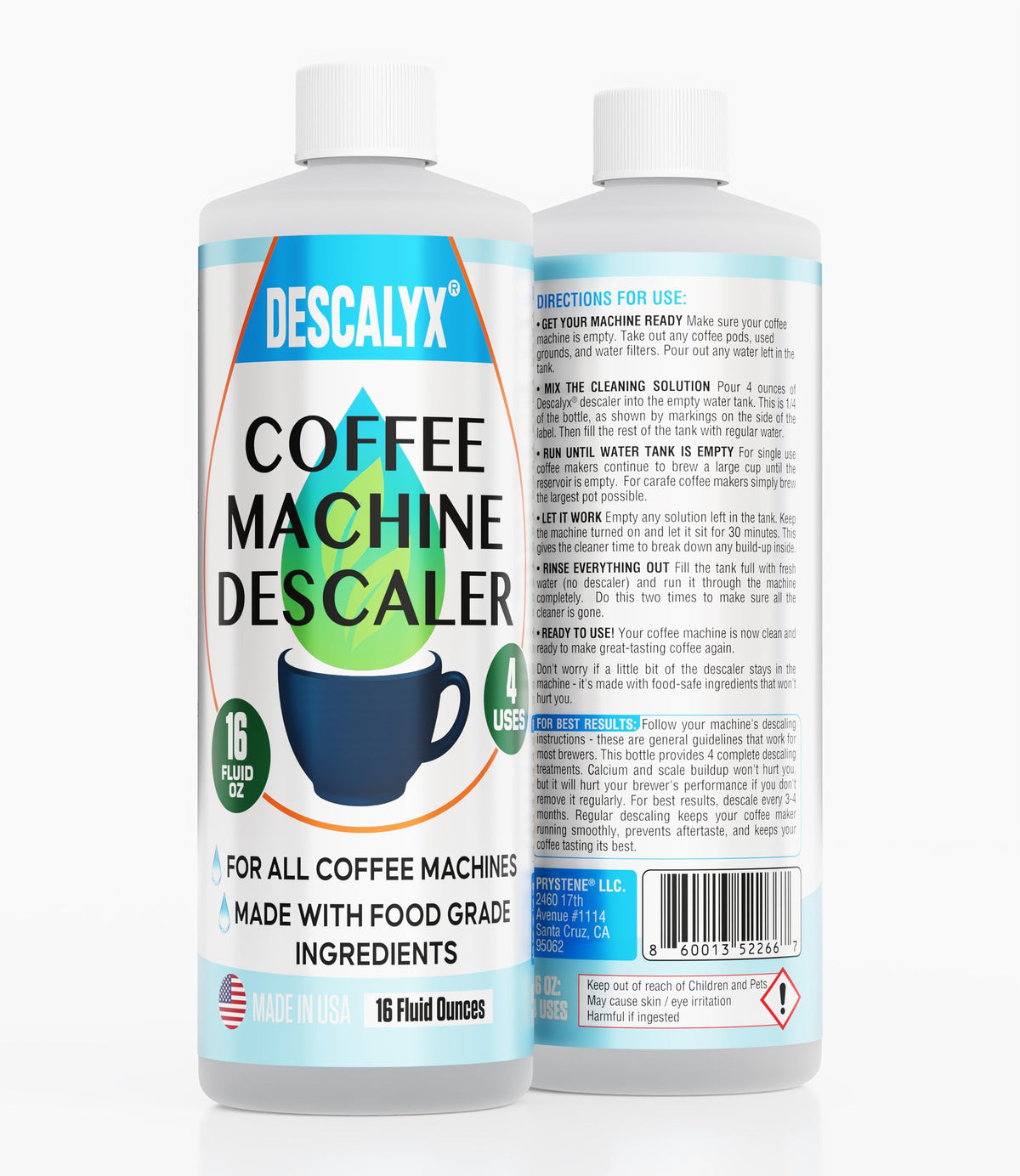 Descalyx descaler bottle 16oz ready for descaling home coffee makers.
