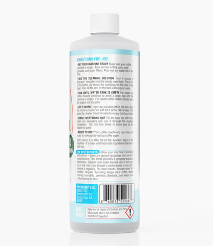 Descalyx descaler in-use showing clean coffee maker interior.